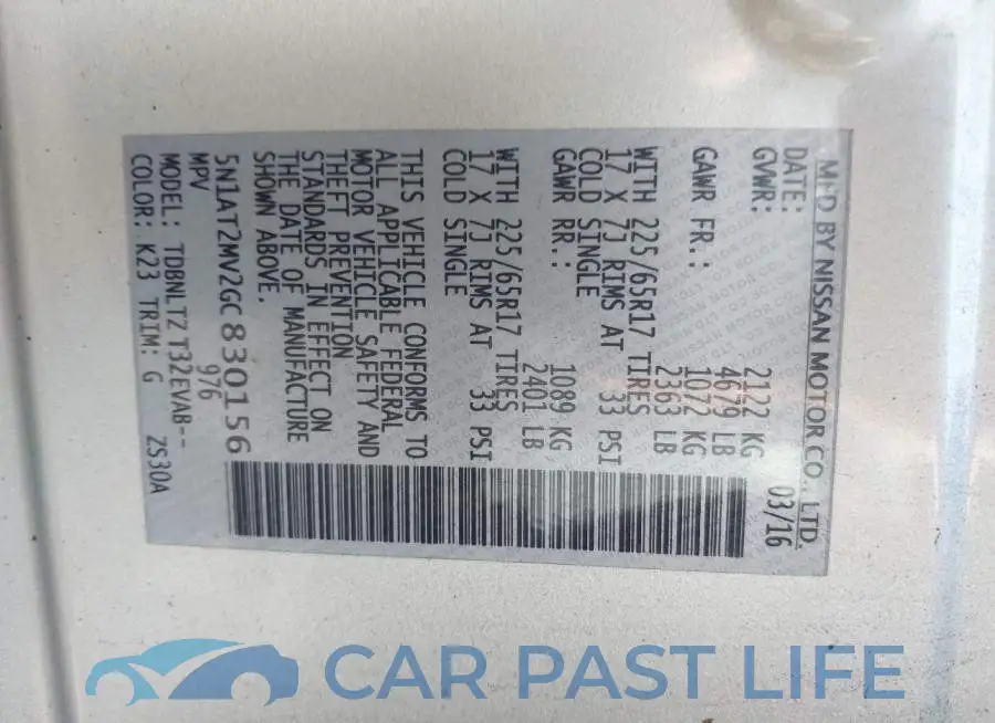 5N1AT2MV2GC830156# 9