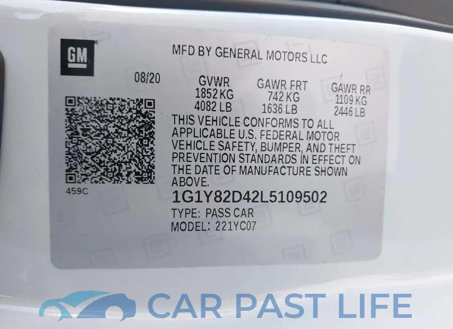 1G1Y82D42L5109502# 9