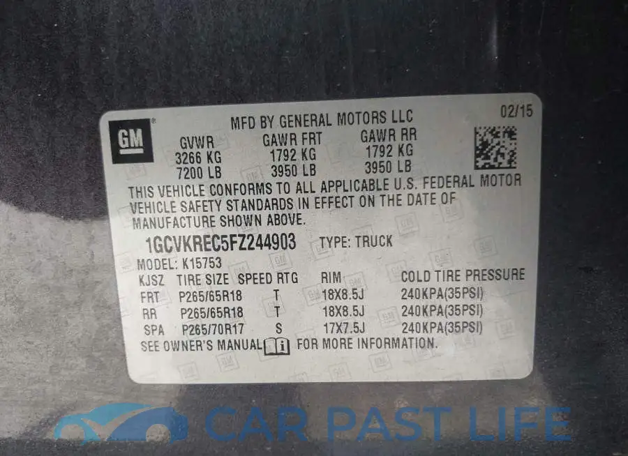 1GCVKREC5FZ244903# 9