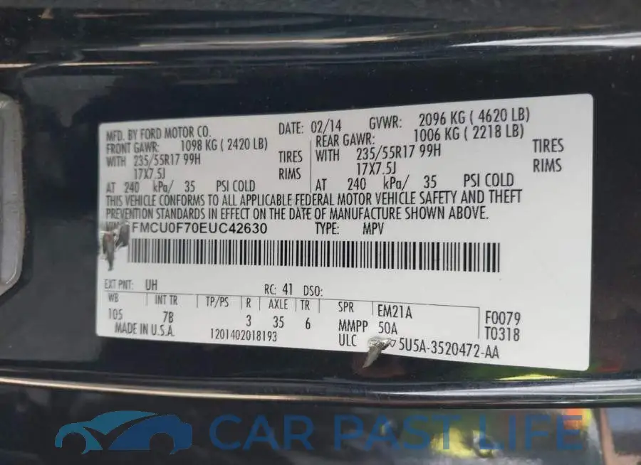 1FMCU0F70EUC42630# 9