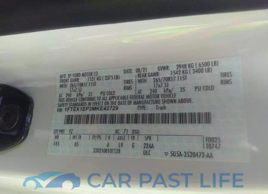1FTEX1EP3MKE42729# 9