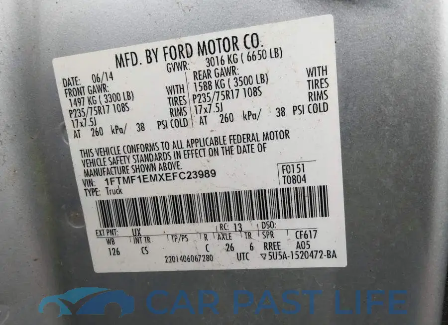 1FTMF1EMXEFC23989# 9