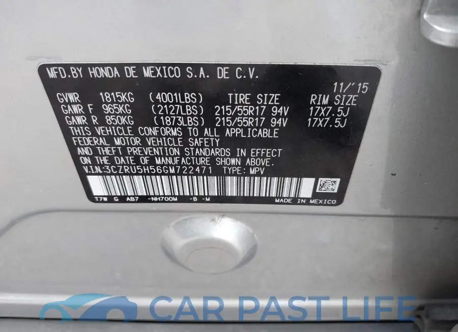 3CZRU5H56GM722471# 9