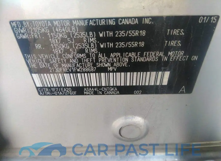 2T3DFREV1FW288687# 9