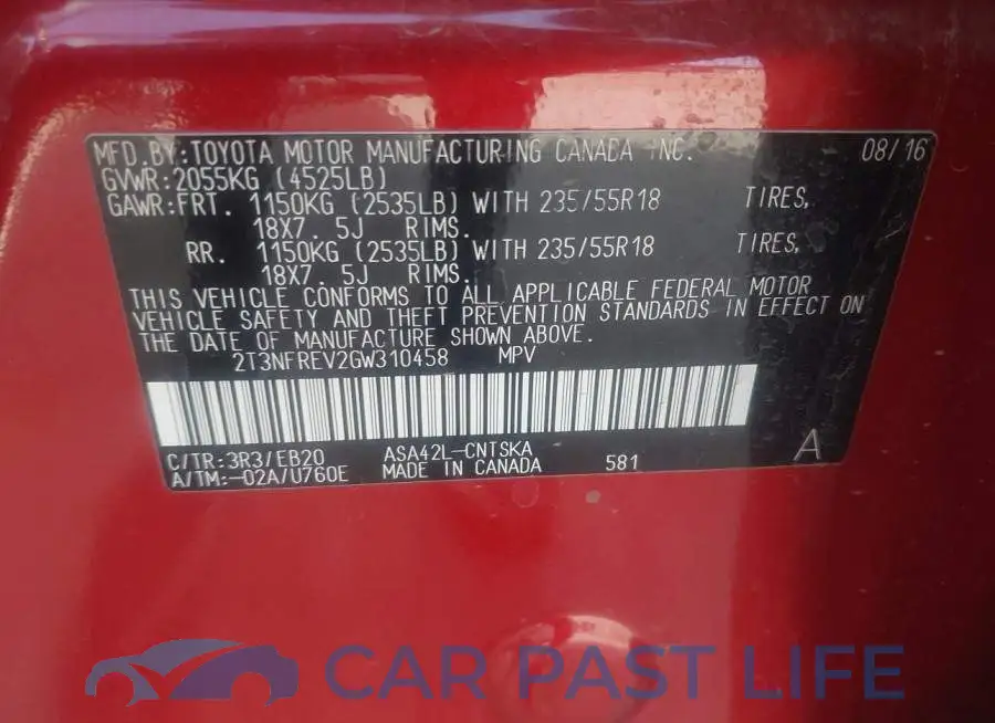2T3NFREV2GW310458# 9