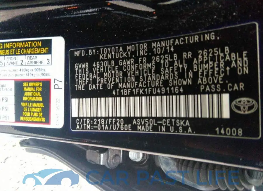 4T1BF1FK1FU491164# 9