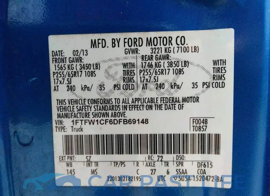1FTFW1CF6DFB69148# 9
