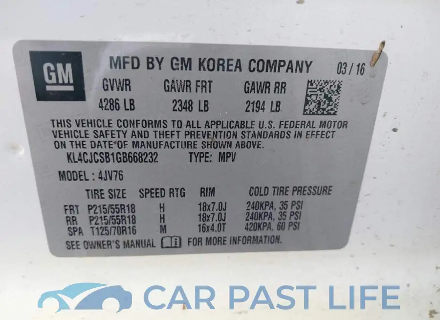 KL4CJCSB1GB668232# 9
