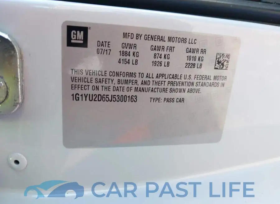 1G1YU2D65J5300163# 9
