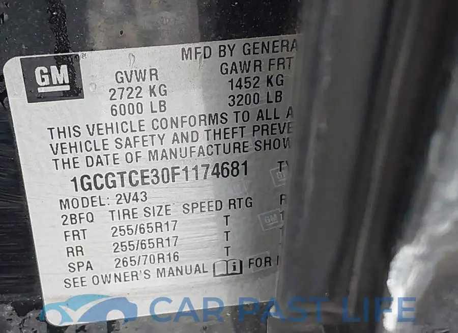 1GCGTCE30F1174681# 9