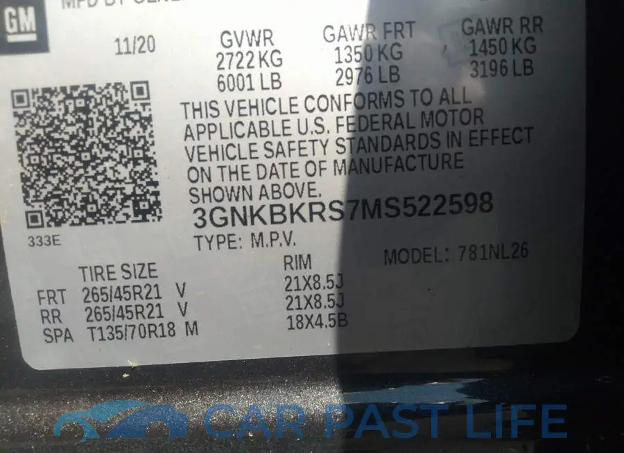 3GNKBKRS7MS522598# 9