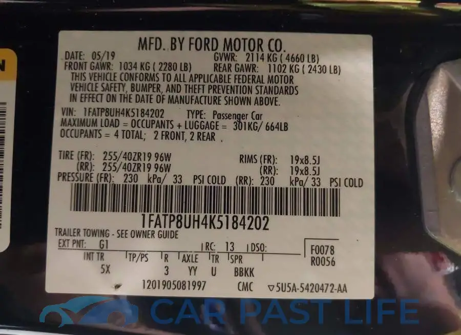 1FATP8UH4K5184202# 9