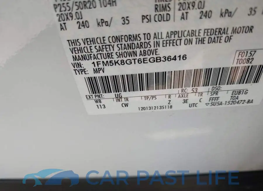 1FM5K8GT6EGB36416# 9