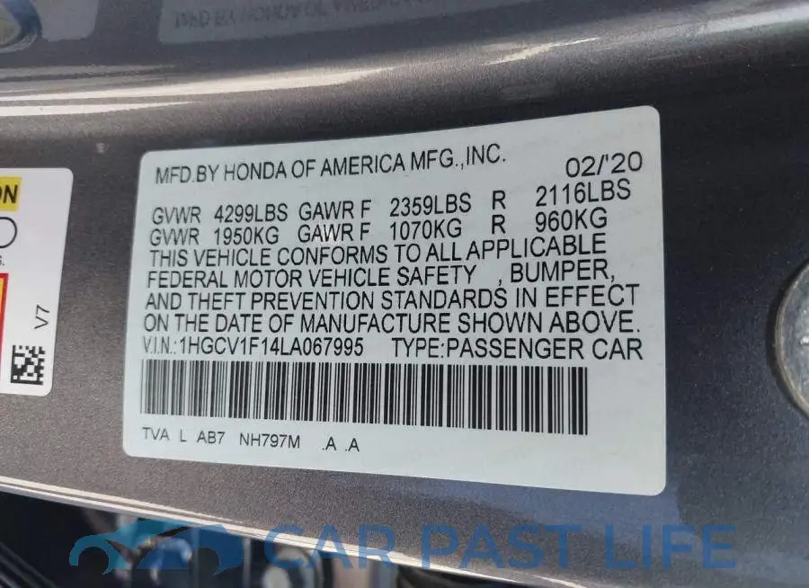 1HGCV1F14LA067995# 9