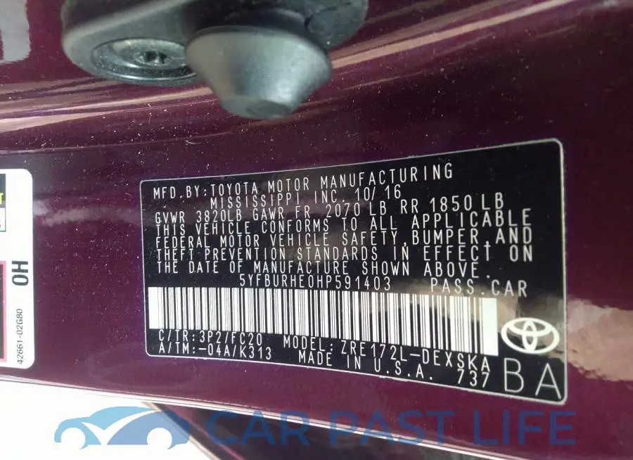 5YFBURHE0HP591403# 9