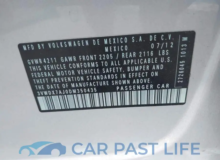 3VWDX7AJ0DM350435# 9