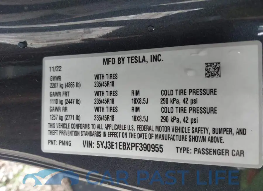5YJ3E1EBXPF390955# 9