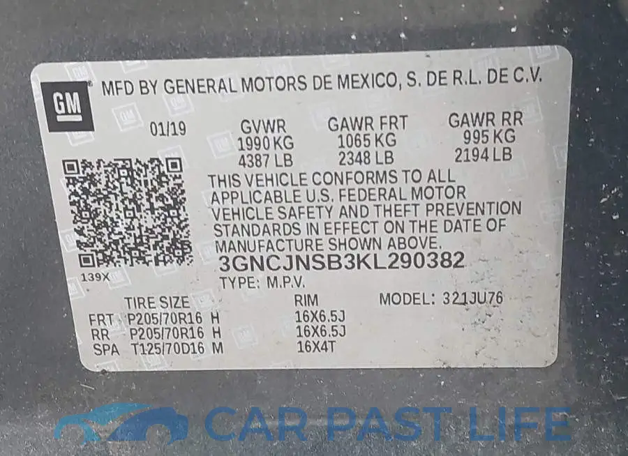 3GNCJNSB3KL290382# 9