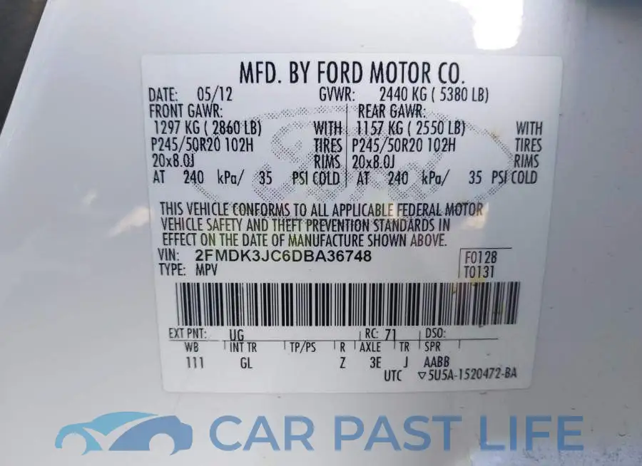 2FMDK3JC6DBA36748# 9