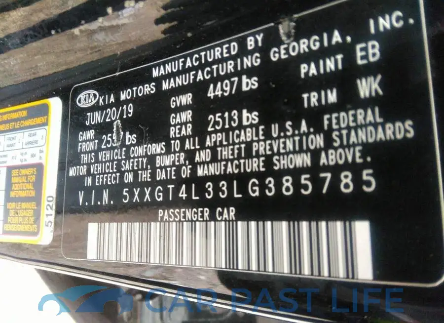 5XXGT4L33LG385785# 9