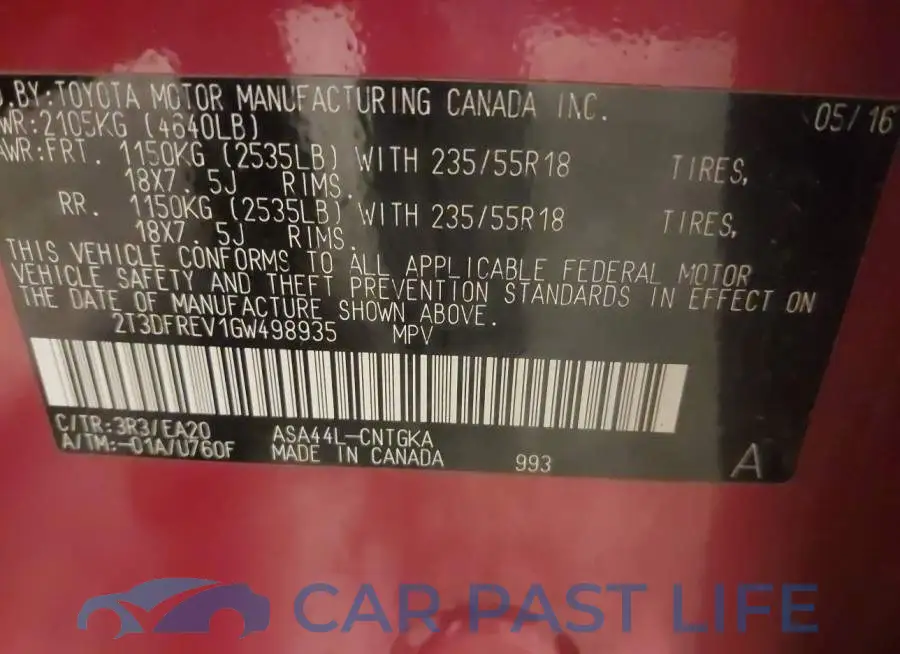 2T3DFREV1GW498935# 9