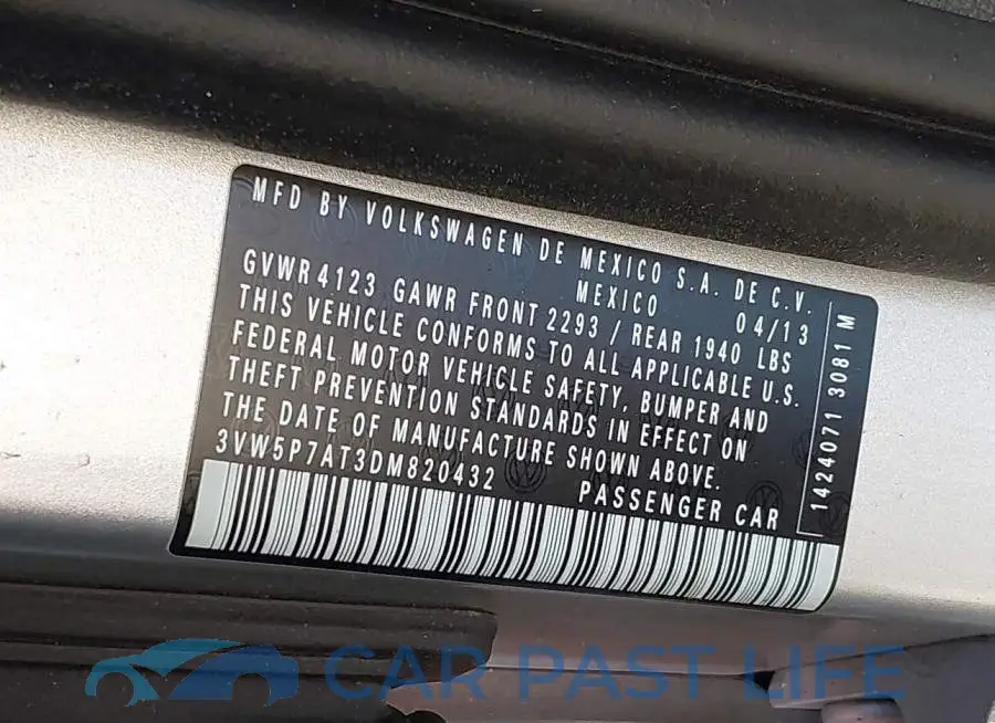3VW5P7AT3DM820432# 9