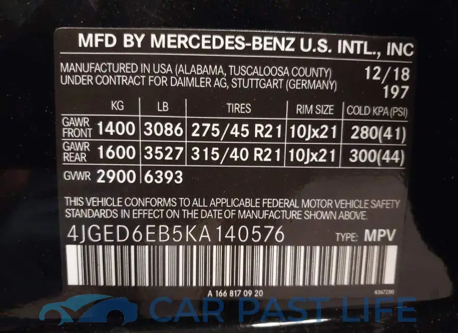 4JGED6EB5KA140576# 9