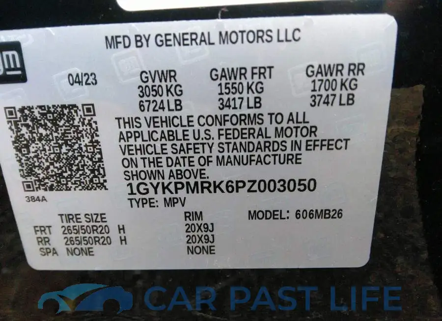 1GYKPMRK6PZ003050# 9
