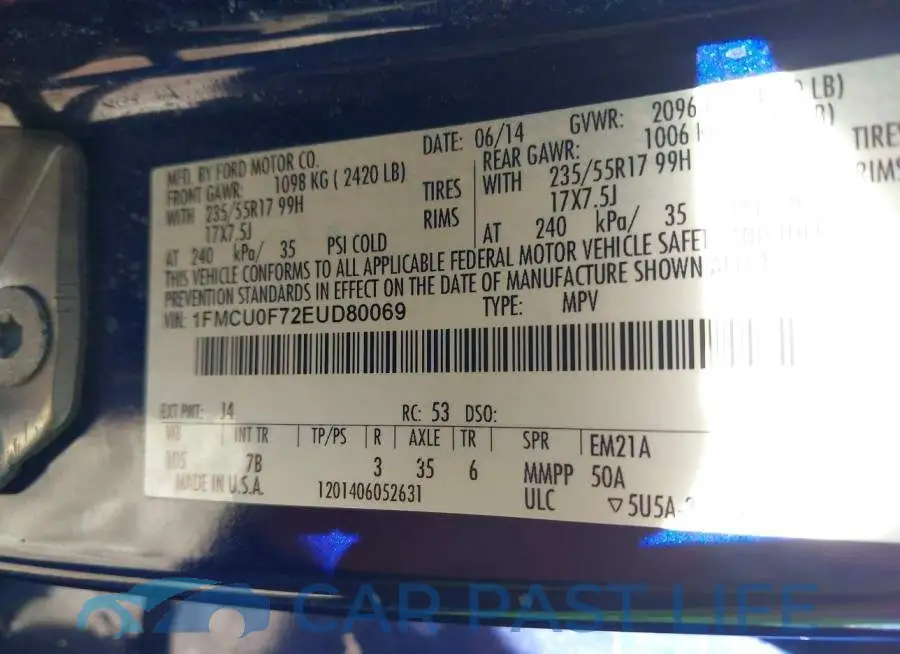 1FMCU0F72EUD80069# 9