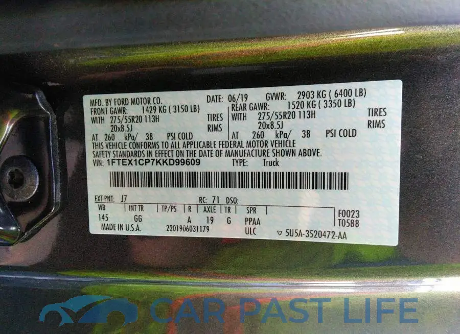 1FTEX1CP7KKD99609# 9