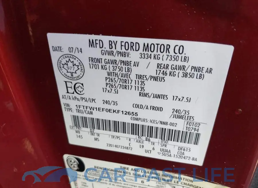 1FTFW1EF0EKF12655# 9