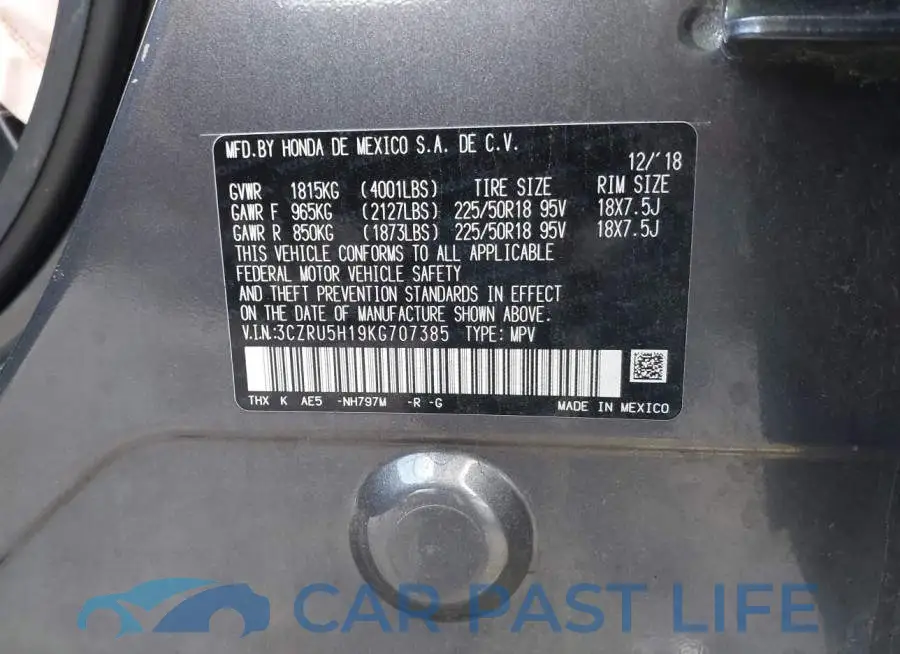 3CZRU5H19KG707385# 9