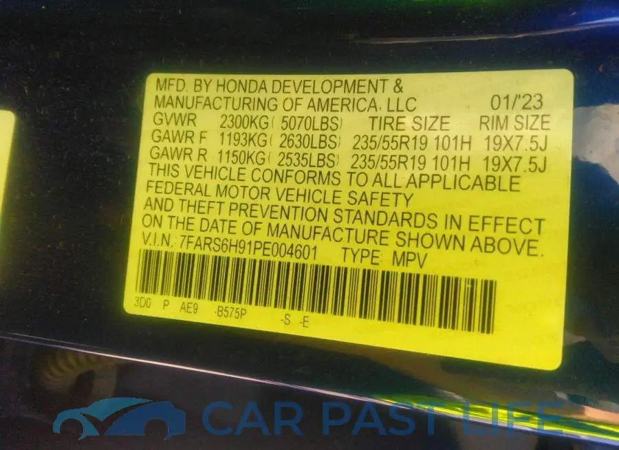 7FARS6H91PE004601# 9