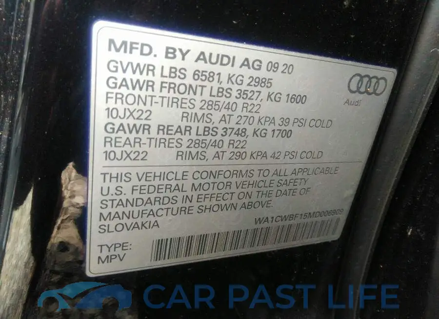 WA1CWBF15MD006909# 9