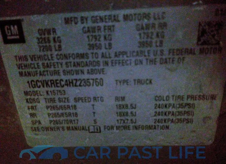 1GCVKREC4HZ235760# 9