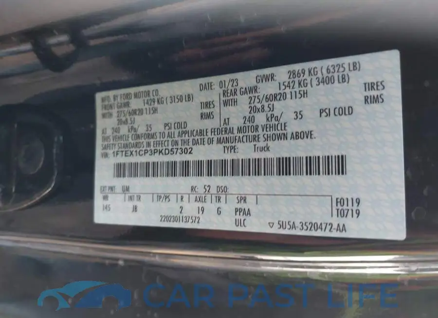 1FTEX1CP3PKD57302# 9