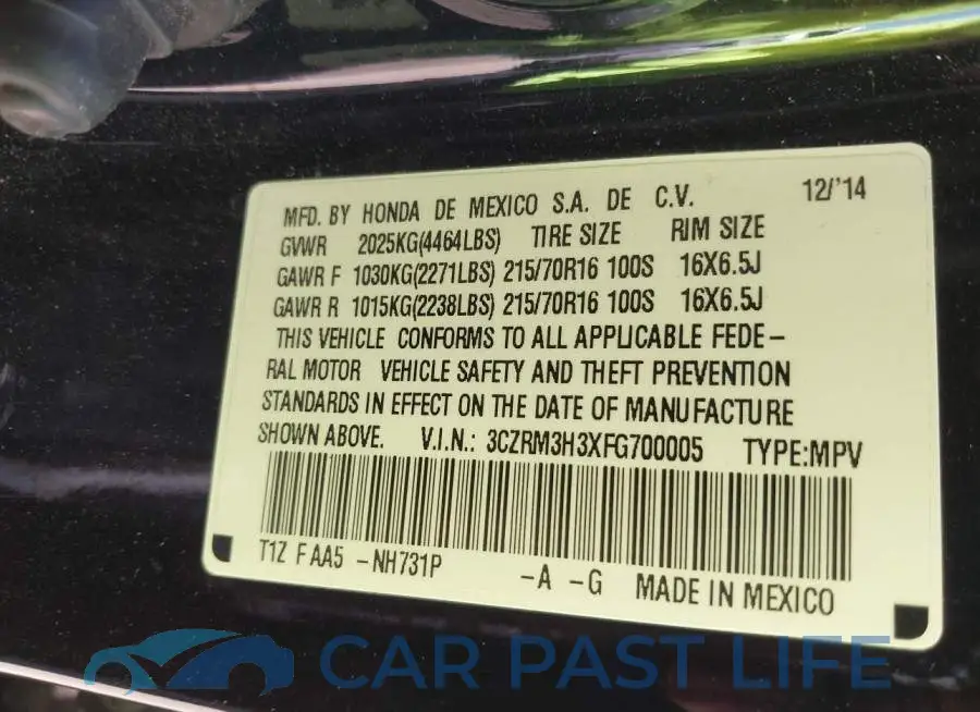 3CZRM3H3XFG700005# 9