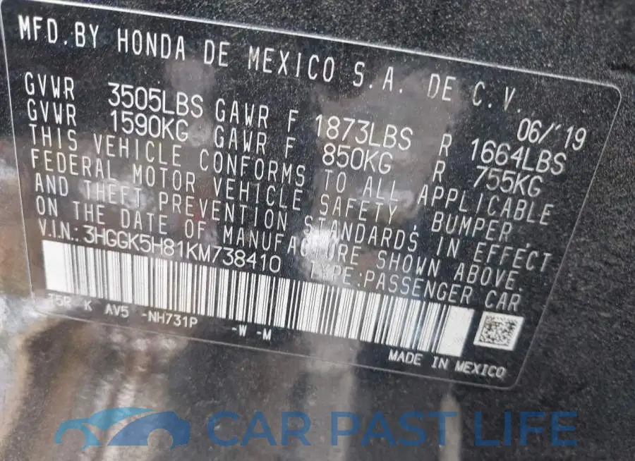 3HGGK5H81KM738410# 9