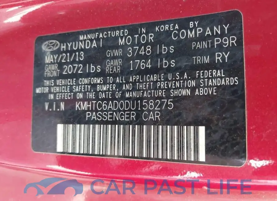 KMHTC6AD0DU158275# 9
