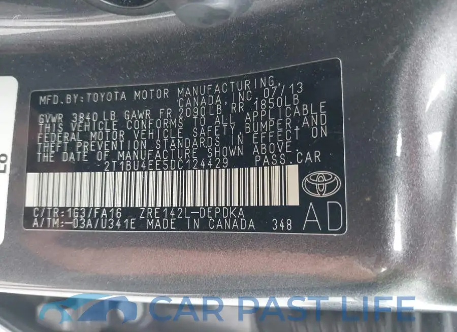 2T1BU4EE5DC124429# 9