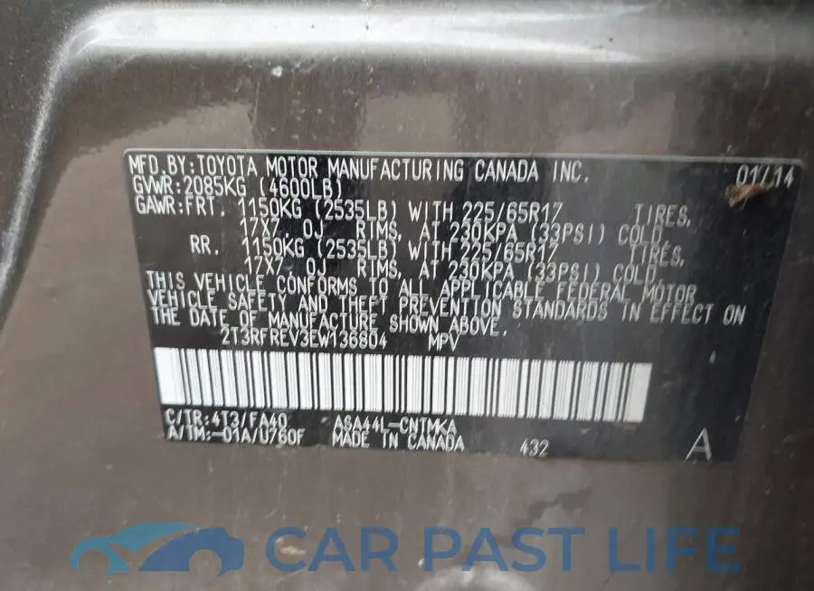 2T3RFREV3EW136804# 9