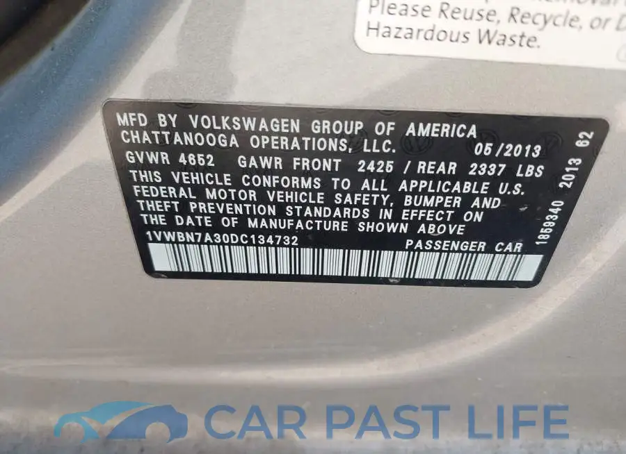 1VWBN7A30DC134732# 9