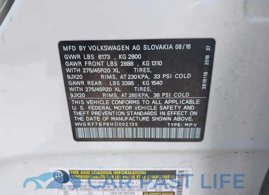 WVGRF7BP8HD002135# 9