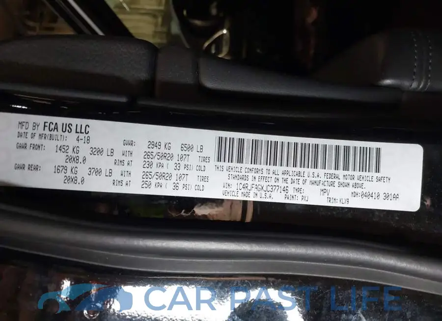 1C4RJFAGXJC377146# 9
