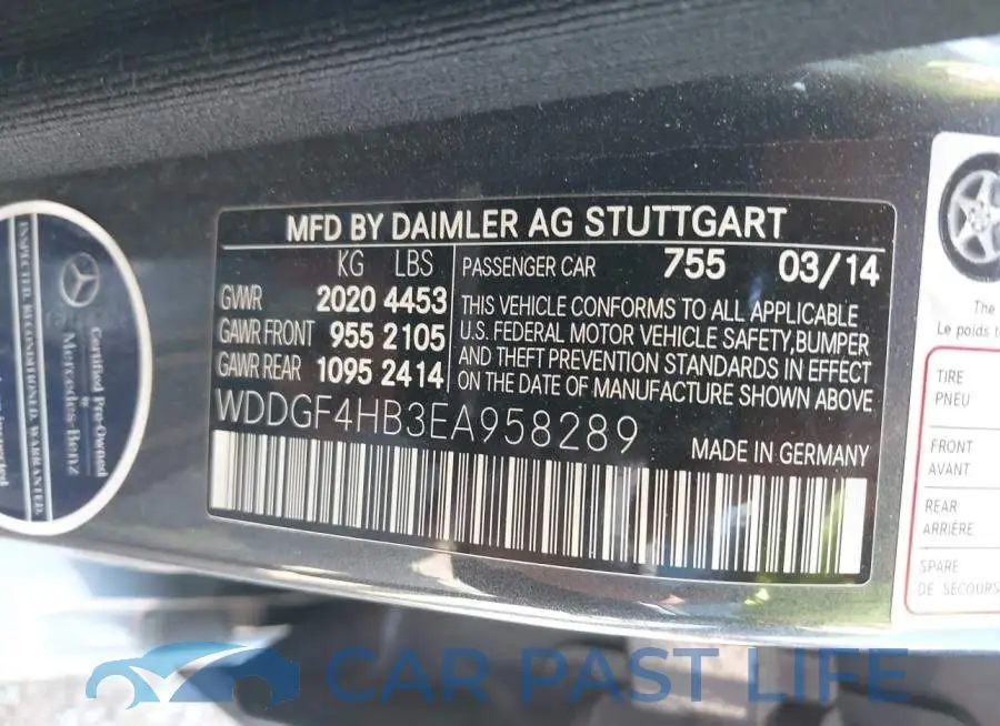 WDDGF4HB3EA958289# 9