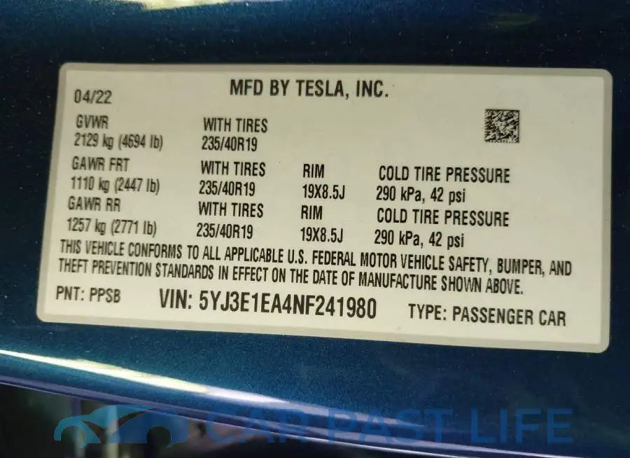5YJ3E1EA4NF241980# 9