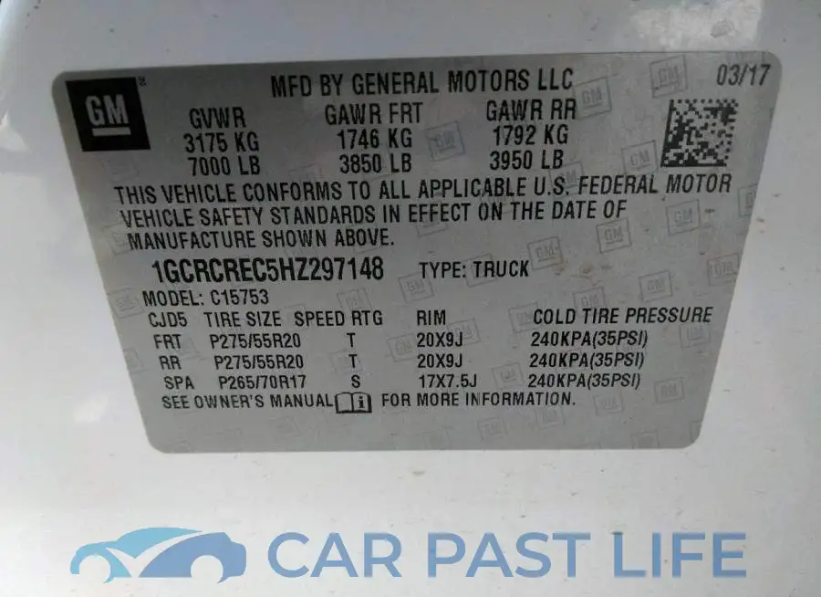1GCRCREC5HZ297148# 9