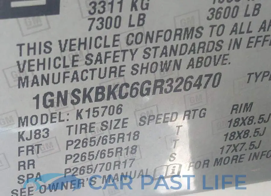 1GNSKBKC6GR326470# 9