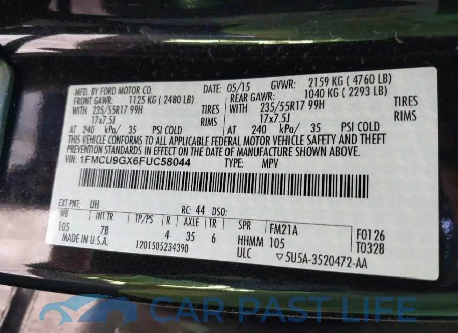 1FMCU9GX6FUC58044# 9
