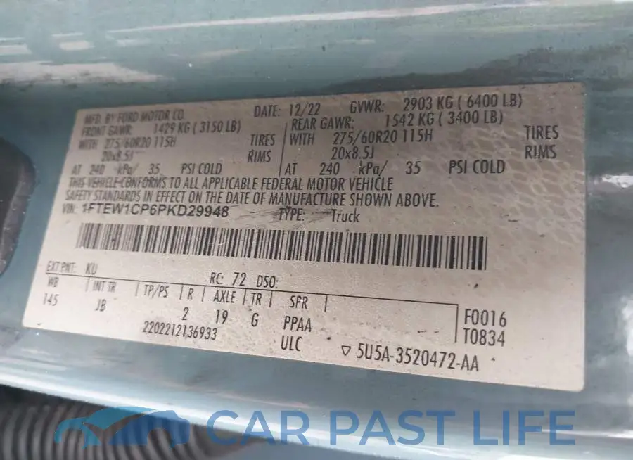 1FTEW1CP6PKD29948# 9